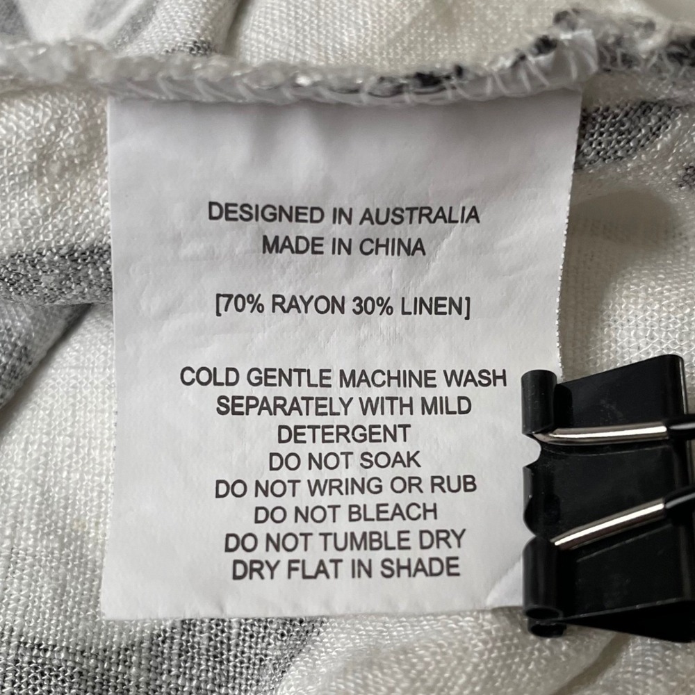 Paper Heart Anthropologie Linen Blend Maxi Dress M White Black Botanical Coastal - Picture 9 of 11